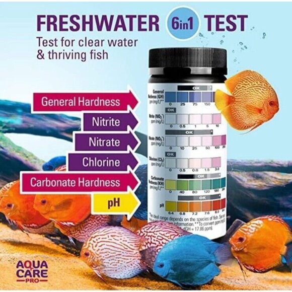 200 Strips Freshwater Aquarium Test Strips 6 in 1 Fish Tank Test Kit **READ** - Picture 2 of 7
